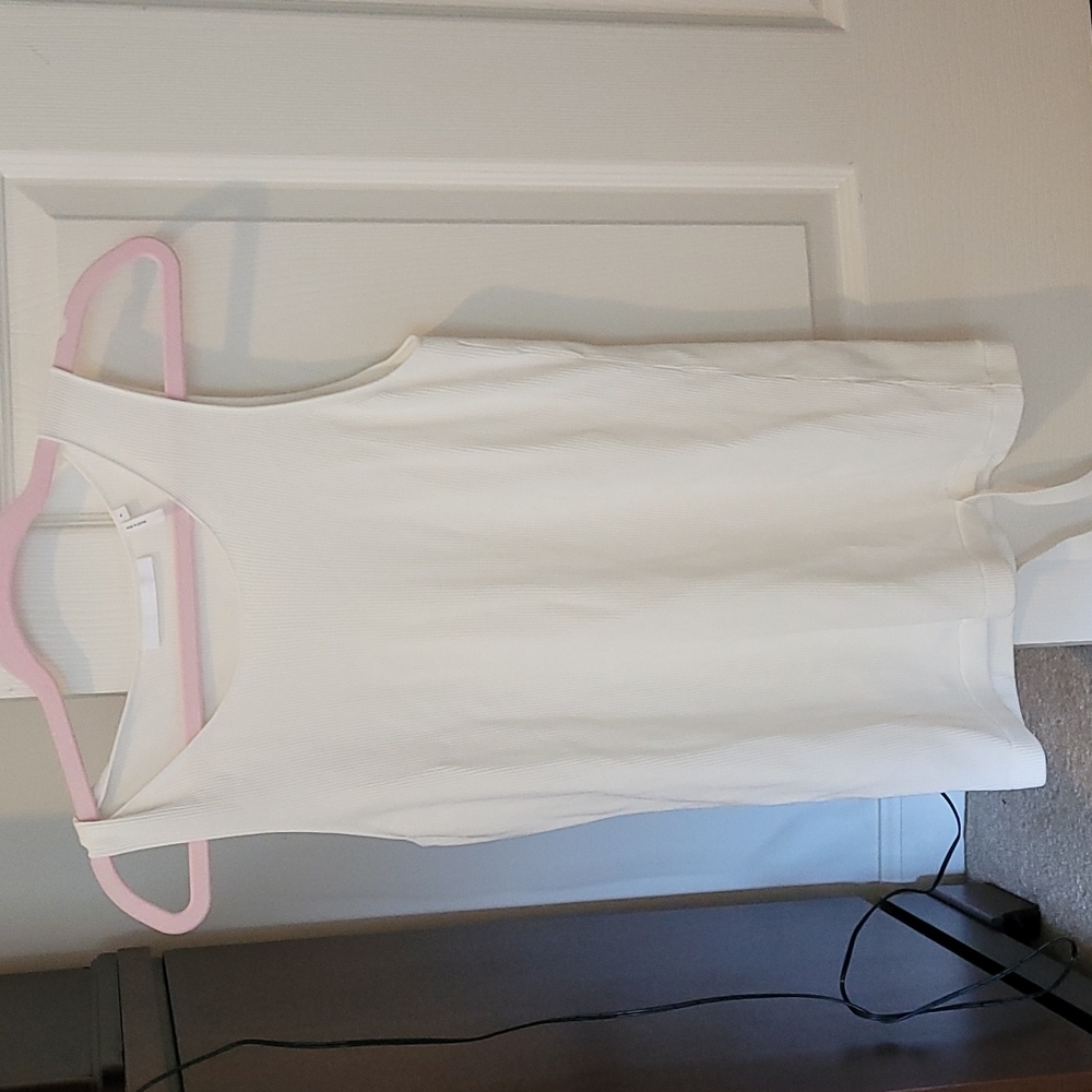 Helmut Lang knit white tank with strap L NWOT